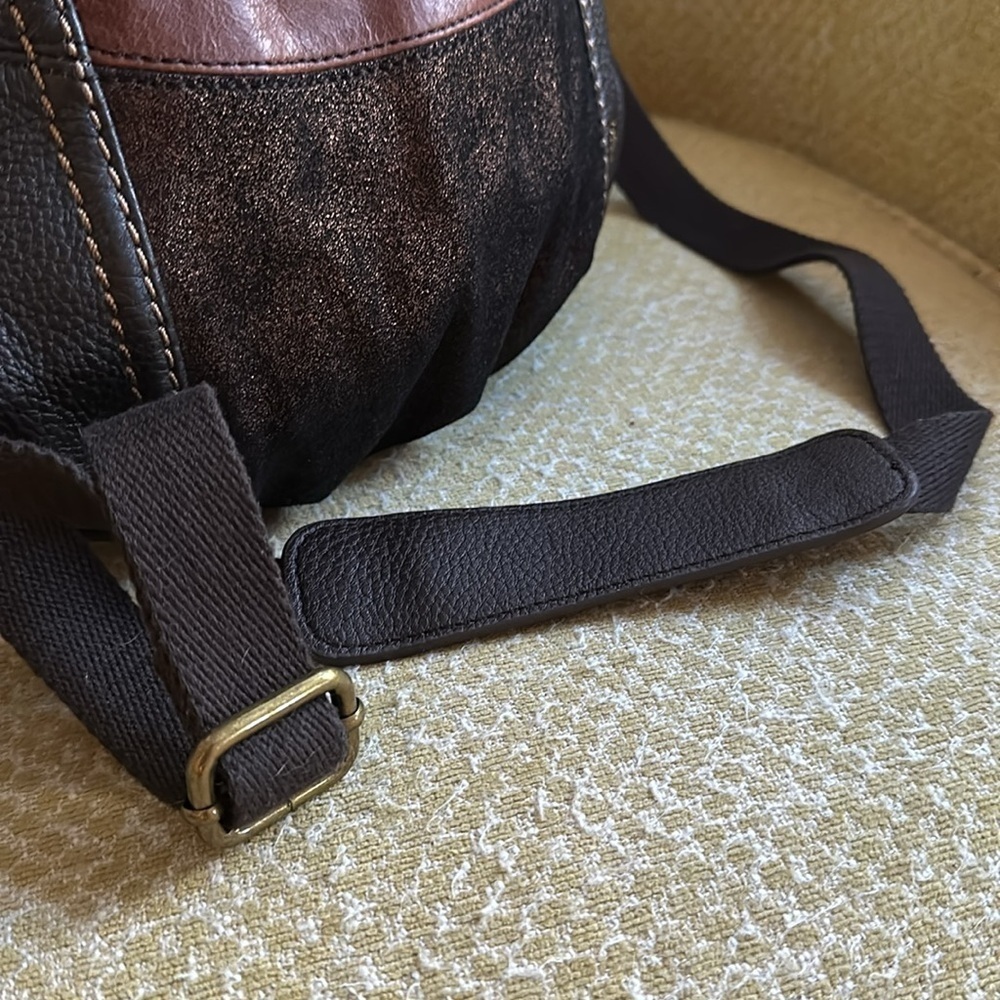 The Sak Indio Leather Patchwork Crossbody Bag - Black/Brown/Metallic Copper - Picture 3 of 15